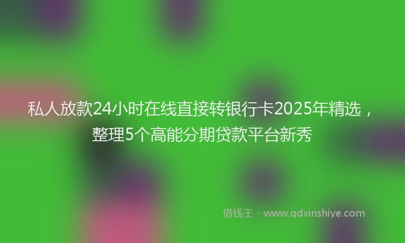 私人放款24小时在线直接转银行卡2025年精选，整理5个高能分期贷款平台新秀