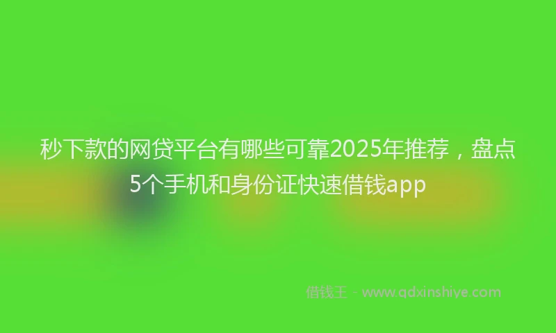 秒下款的网贷平台有哪些可靠2025年推荐，盘点5个手机和身份证快速借钱app