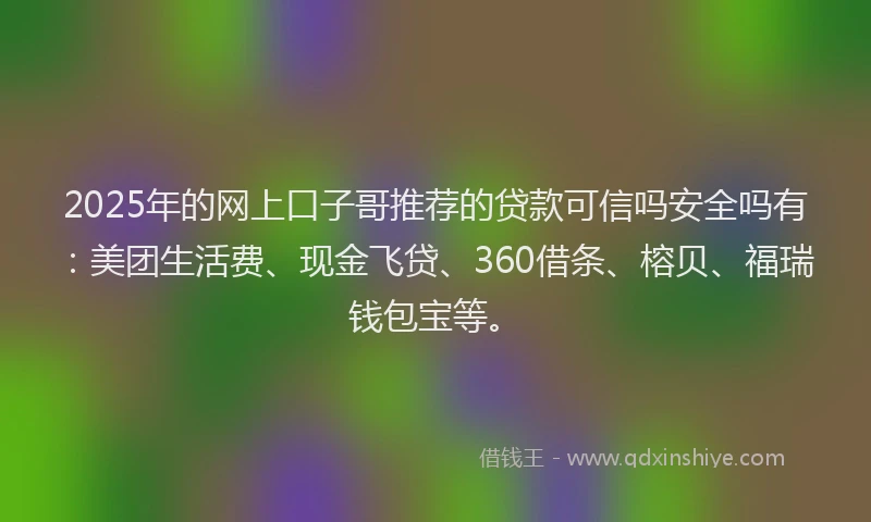 2025年的网上口子哥推荐的贷款可信吗安全吗有：美团生活费、现金飞贷、360借条、榕贝、福瑞钱包宝等。