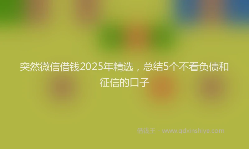 突然微信借钱2025年精选，总结5个不看负债和征信的口子