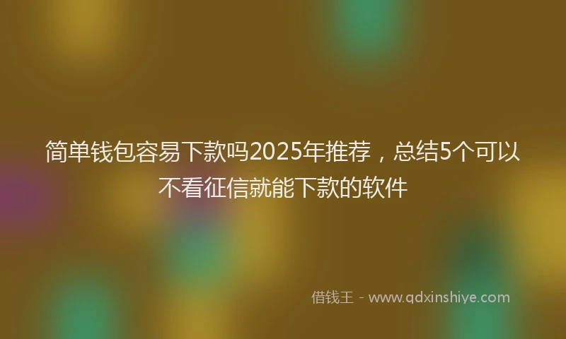 简单钱包容易下款吗2025年推荐，总结5个可以不看征信就能下款的软件
