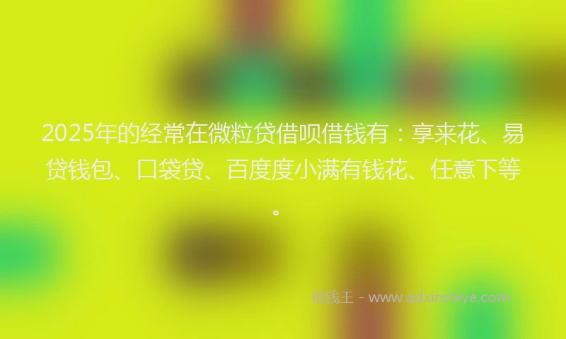2025年的经常在微粒贷借呗借钱有：享来花、易贷钱包、口袋贷、百度度小满有钱花、任意下等。