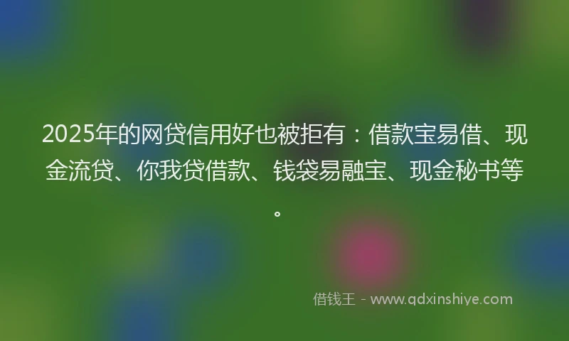2025年的网贷信用好也被拒有：借款宝易借、现金流贷、你我贷借款、钱袋易融宝、现金秘书等。