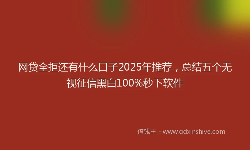 网贷全拒还有什么口子2025年推荐，总结五个无视征信黑白100%秒下软件