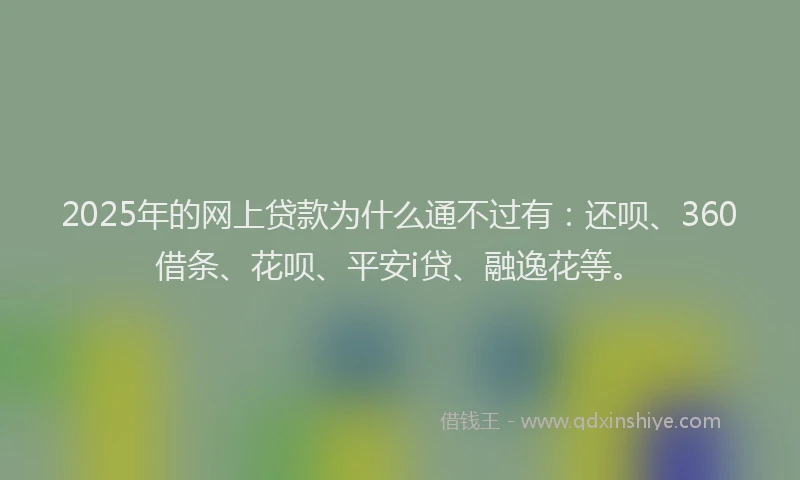 2025年的网上贷款为什么通不过有：还呗、360借条、花呗、平安i贷、融逸花等。