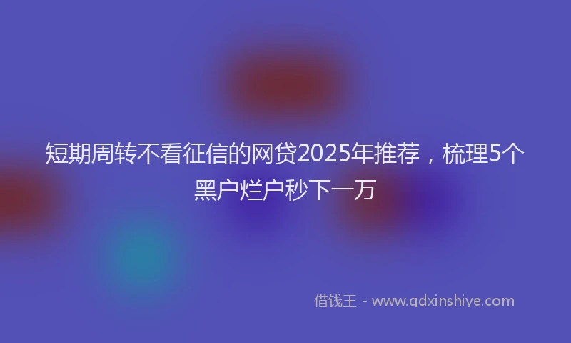 短期周转不看征信的网贷2025年推荐，梳理5个黑户烂户秒下一万