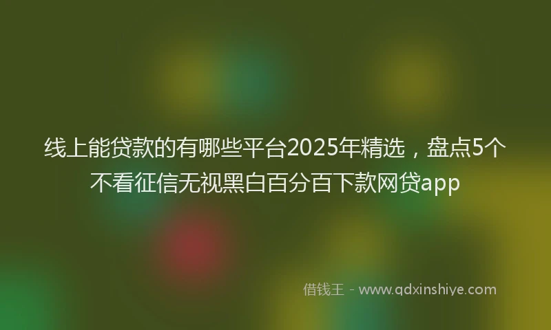 线上能贷款的有哪些平台2025年精选，盘点5个不看征信无视黑白百分百下款网贷app