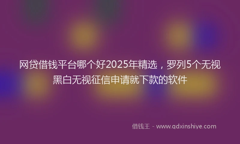 网贷借钱平台哪个好2025年精选，罗列5个无视黑白无视征信申请就下款的软件
