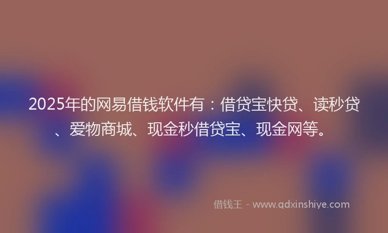 2025年的网易借钱软件有：借贷宝快贷、读秒贷、爱物商城、现金秒借贷宝、现金网等。
