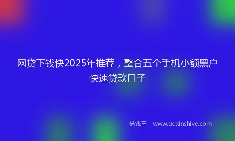 网贷下钱快2025年推荐，整合五个手机小额黑户快速贷款口子