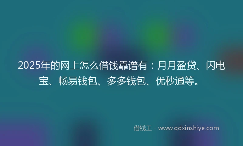 2025年的网上怎么借钱靠谱有：月月盈贷、闪电宝、畅易钱包、多多钱包、优秒通等。