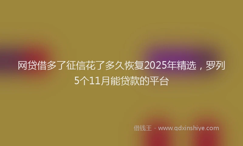 网贷借多了征信花了多久恢复2025年精选，罗列5个11月能贷款的平台