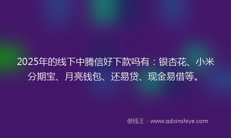 2025年的线下中腾信好下款吗有：银杏花、小米分期宝、月亮钱包、还易贷、现金易借等。