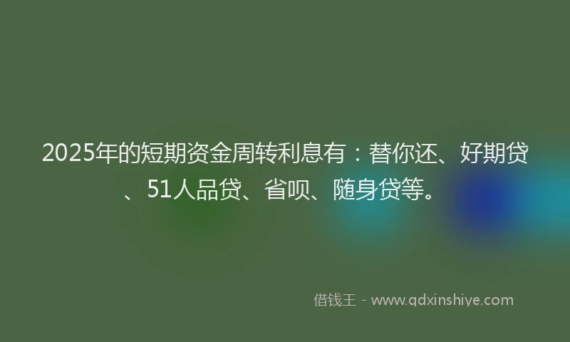 2025年的短期资金周转利息有：替你还、好期贷、51人品贷、省呗、随身贷等。