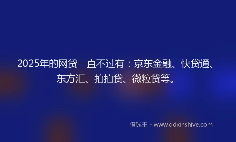 2025年的网贷一直不过有：京东金融、快贷通、东方汇、拍拍贷、微粒贷等。