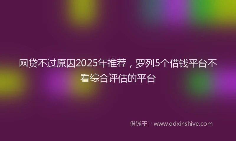 网贷不过原因2025年推荐，罗列5个借钱平台不看综合评估的平台