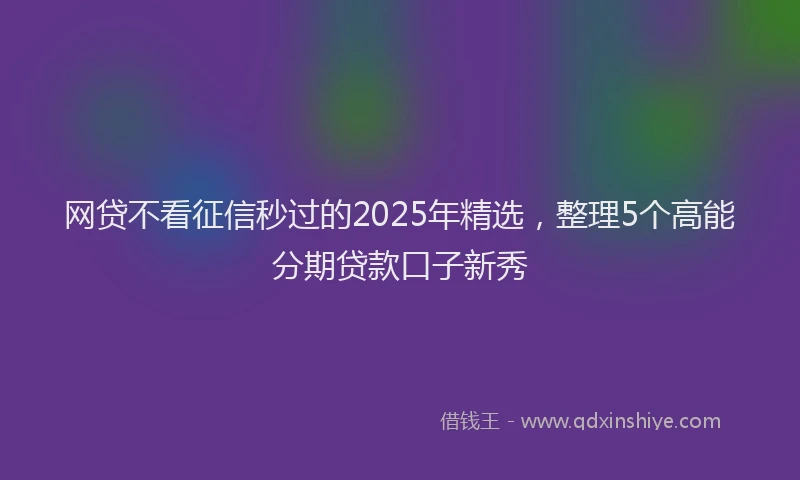 网贷不看征信秒过的2025年精选，整理5个高能分期贷款口子新秀