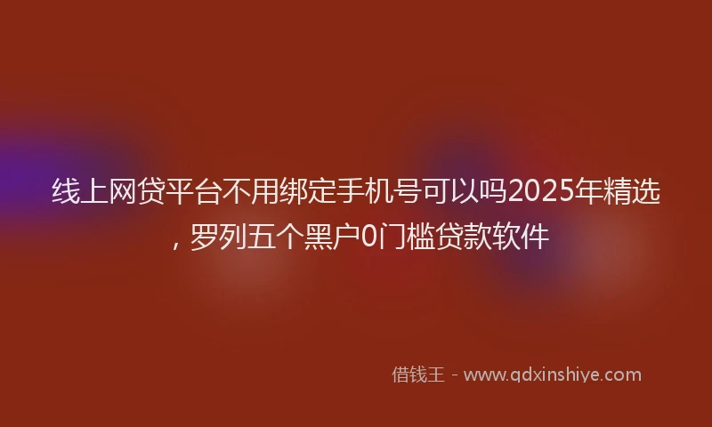 线上网贷平台不用绑定手机号可以吗2025年精选，罗列五个黑户0门槛贷款软件