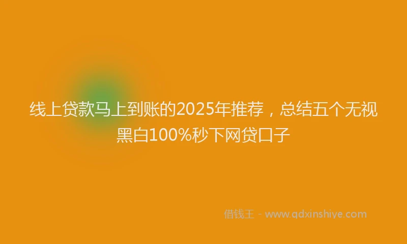 线上贷款马上到账的2025年推荐，总结五个无视黑白100%秒下网贷口子