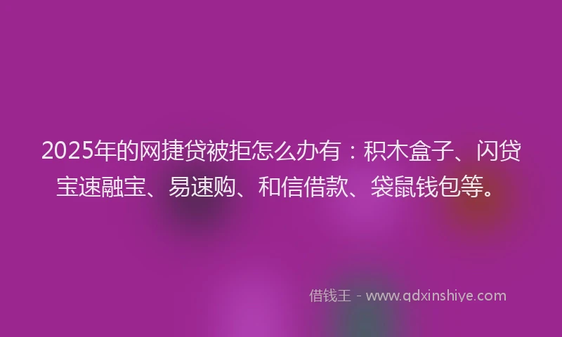 2025年的网捷贷被拒怎么办有：积木盒子、闪贷宝速融宝、易速购、和信借款、袋鼠钱包等。
