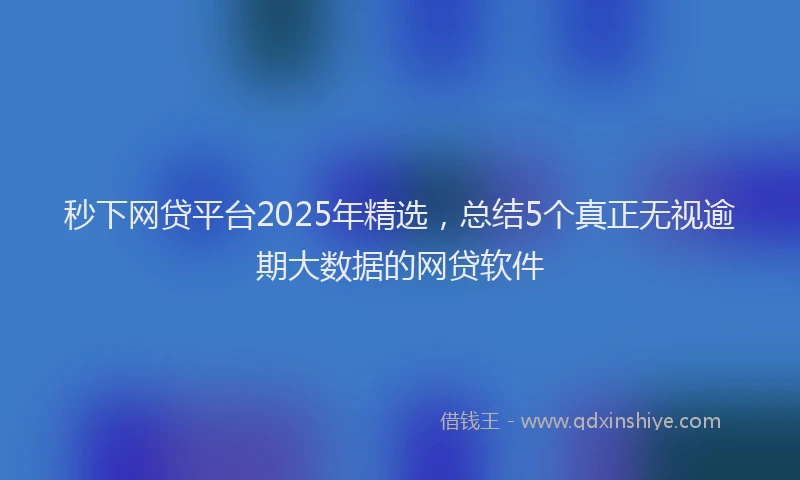 秒下网贷平台2025年精选，总结5个真正无视逾期大数据的网贷软件