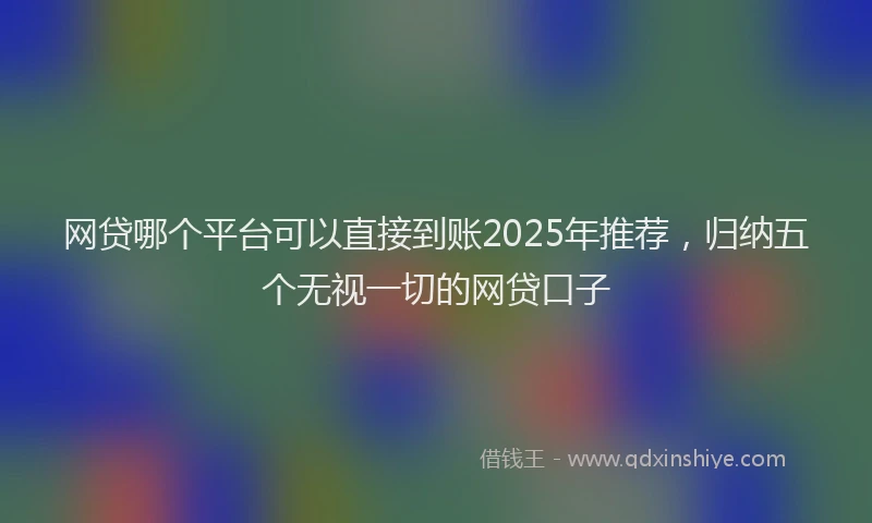 网贷哪个平台可以直接到账2025年推荐，归纳五个无视一切的网贷口子