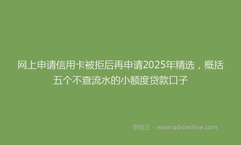 网上申请信用卡被拒后再申请2025年精选，概括五个不查流水的小额度贷款口子