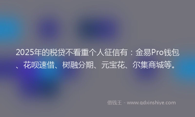 2025年的税贷不看重个人征信有：金易Pro钱包、花呗速借、树融分期、元宝花、尔集商城等。