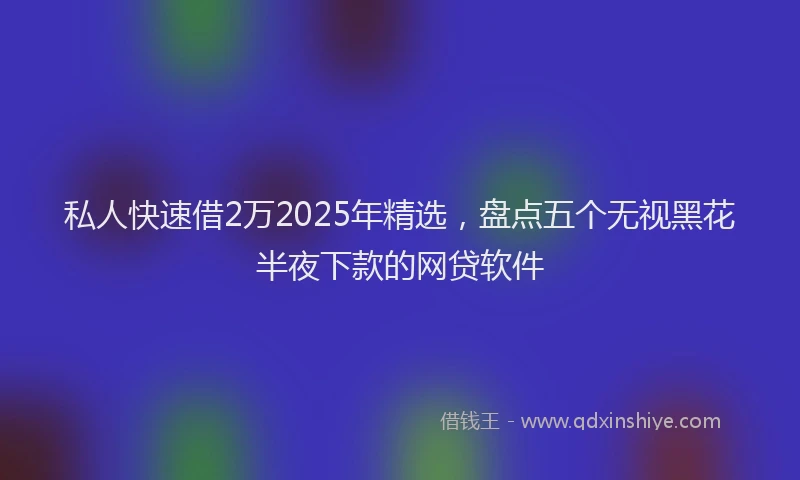 私人快速借2万2025年精选，盘点五个无视黑花半夜下款的网贷软件
