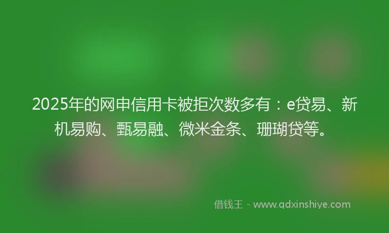 2025年的网申信用卡被拒次数多有：e贷易、新机易购、甄易融、微米金条、珊瑚贷等。