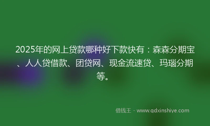 2025年的网上贷款哪种好下款快有：森森分期宝、人人贷借款、团贷网、现金流速贷、玛瑙分期等。