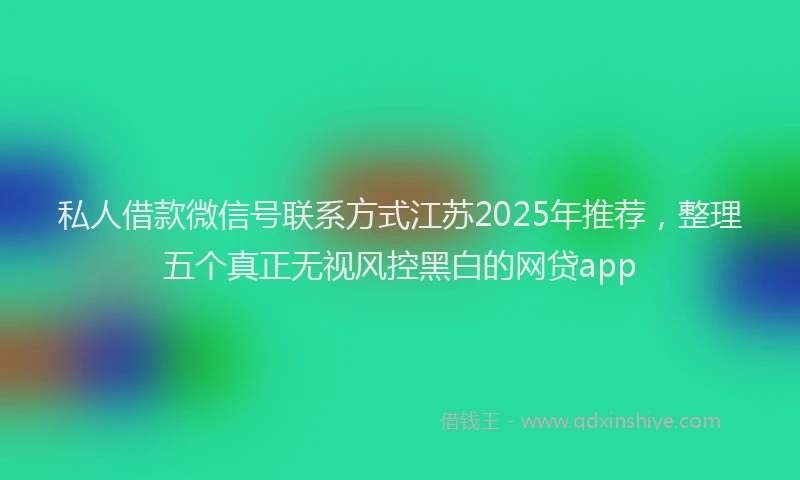 私人借款微信号联系方式江苏2025年推荐，整理五个真正无视风控黑白的网贷app