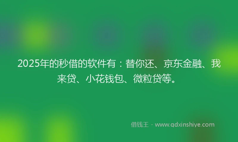 2025年的秒借的软件有：替你还、京东金融、我来贷、小花钱包、微粒贷等。