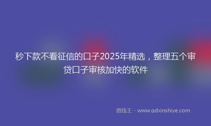 秒下款不看征信的口子2025年精选，整理五个审贷口子审核加快的软件