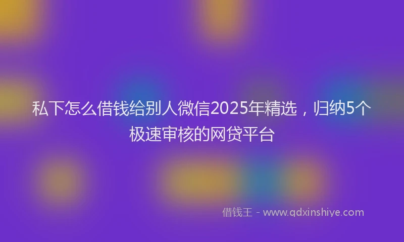私下怎么借钱给别人微信2025年精选，归纳5个极速审核的网贷平台