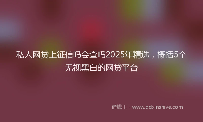 私人网贷上征信吗会查吗2025年精选，概括5个无视黑白的网贷平台