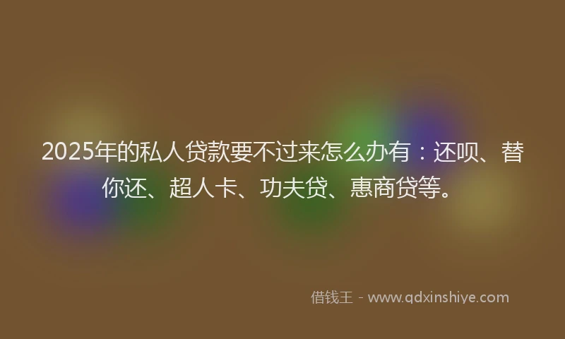 2025年的私人贷款要不过来怎么办有：还呗、替你还、超人卡、功夫贷、惠商贷等。