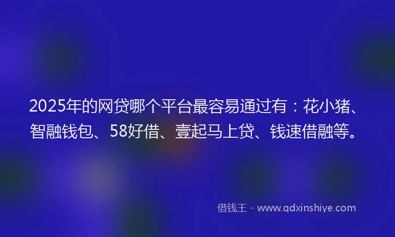 2025年的网贷哪个平台最容易通过有：花小猪、智融钱包、58好借、壹起马上贷、钱速借融等。