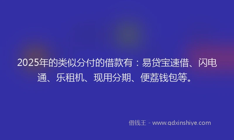 2025年的类似分付的借款有：易贷宝速借、闪电通、乐租机、现用分期、便荔钱包等。