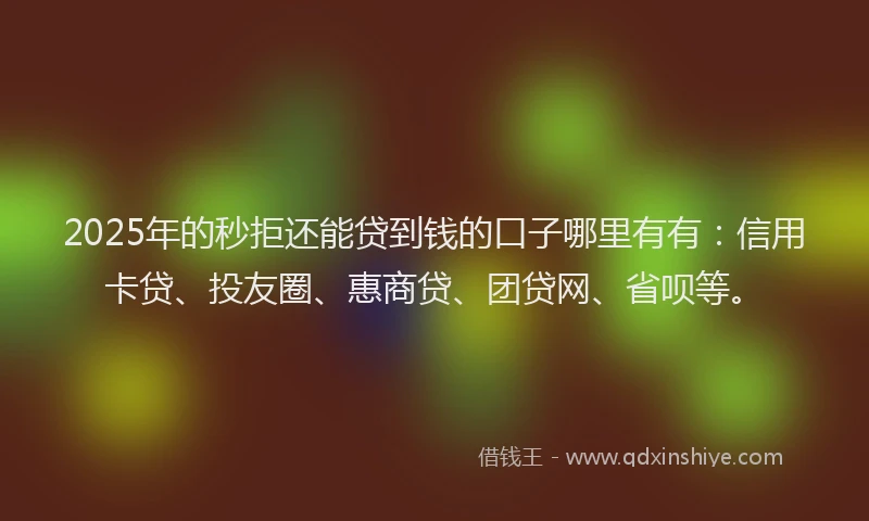 2025年的秒拒还能贷到钱的口子哪里有有：信用卡贷、投友圈、惠商贷、团贷网、省呗等。