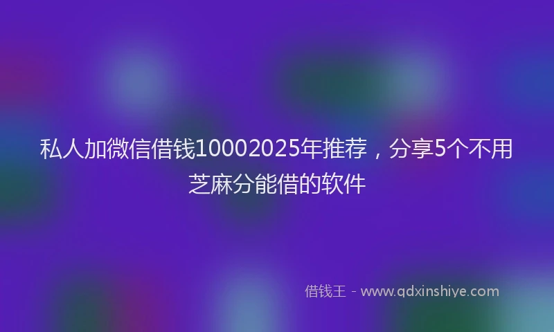 私人加微信借钱10002025年推荐，分享5个不用芝麻分能借的软件