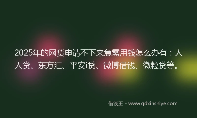2025年的网货申请不下来急需用钱怎么办有：人人贷、东方汇、平安i贷、微博借钱、微粒贷等。
