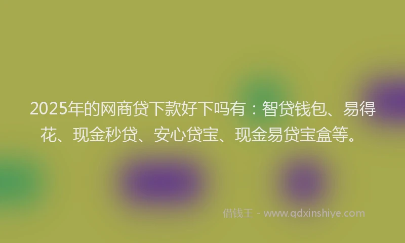 2025年的网商贷下款好下吗有：智贷钱包、易得花、现金秒贷、安心贷宝、现金易贷宝盒等。