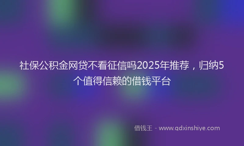 社保公积金网贷不看征信吗2025年推荐，归纳5个值得信赖的借钱平台