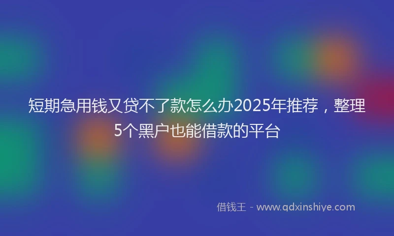 短期急用钱又贷不了款怎么办2025年推荐，整理5个黑户也能借款的平台