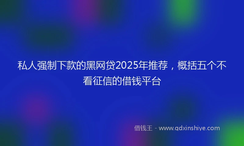 私人强制下款的黑网贷2025年推荐，概括五个不看征信的借钱平台