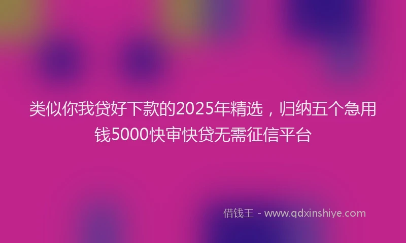 类似你我贷好下款的2025年精选，归纳五个急用钱5000快审快贷无需征信平台