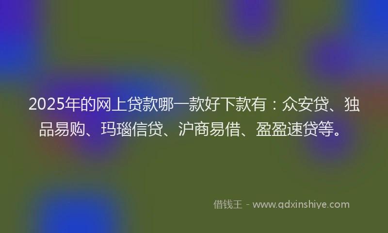 2025年的网上贷款哪一款好下款有：众安贷、独品易购、玛瑙信贷、沪商易借、盈盈速贷等。