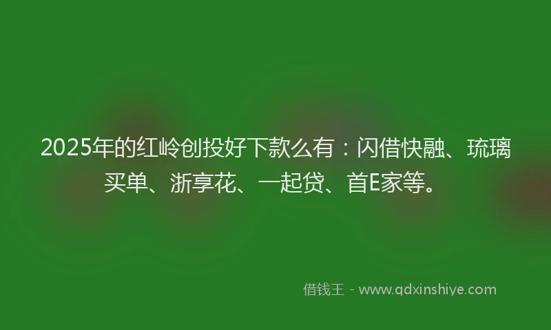 2025年的红岭创投好下款么有：闪借快融、琉璃买单、浙享花、一起贷、首E家等。