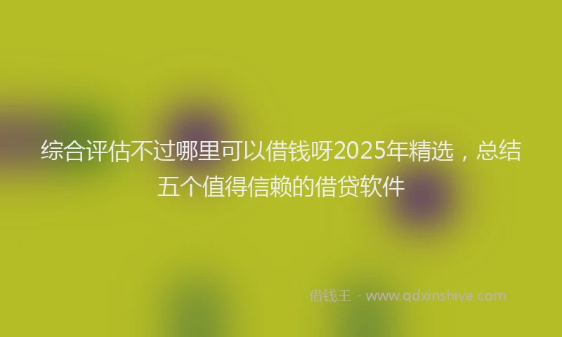 综合评估不过哪里可以借钱呀2025年精选，总结五个值得信赖的借贷软件